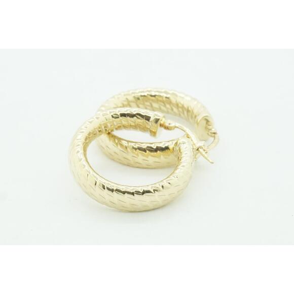 Estate 14k Yellow Gold Gemstone Hoop Earrings - Women's Fine - Picture 3 of 5